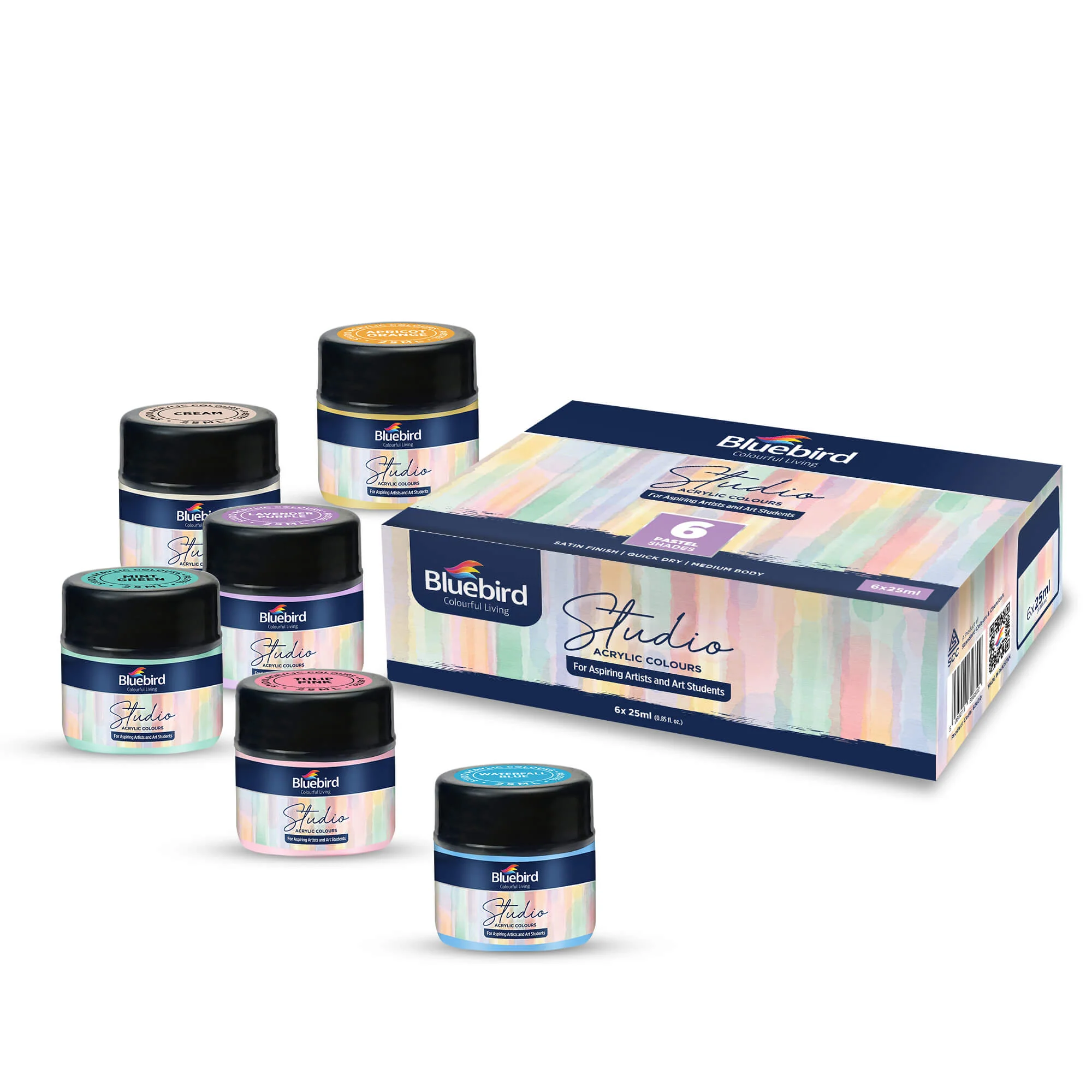 Studio Acrylic Colours - 25 ml - Set of 6 Pastel Shades
